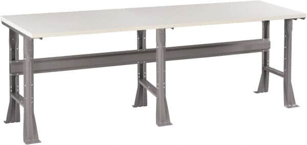 Tennsco - 96 Wide x 36" Deep x 33-1/2" High, Plastic Laminate Workbench - Fixed Flared Legs, Medium Gray - Benchmark Tooling