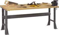 Tennsco - 60 Wide x 36" Deep x 33-3/4" High, Butcher Block Workbench - Fixed Flared Legs, Medium Gray - Benchmark Tooling