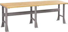 Tennsco - 96 Wide x 30" Deep x 33-3/4" High, Butcher Block Workbench - Fixed Flared Legs, Medium Gray - Benchmark Tooling