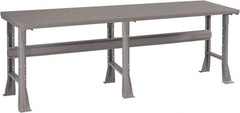 Tennsco - 96 Wide x 30" Deep x 33-1/2" High, 12 Gauge Steel Workbench - Fixed Flared Legs, Medium Gray - Benchmark Tooling