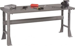 Tennsco - 72 Wide x 30" Deep x 33-1/2" High, 12 Gauge Steel Workbench - Fixed Flared Legs, Medium Gray - Benchmark Tooling