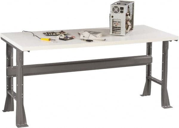 Tennsco - 72 Wide x 30" Deep x 33-1/2" High, Plastic Laminate Workbench - Fixed Flared Legs, Medium Gray - Benchmark Tooling