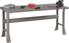 Tennsco - 60 Wide x 30" Deep x 33-1/2" High, 12 Gauge Steel Workbench - Fixed Flared Legs, Medium Gray - Benchmark Tooling