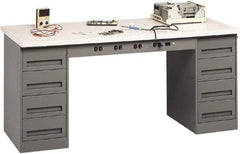 Tennsco - 72 Wide x 30" Deep x 33-1/2" High, Plastic Laminate Workbench - Fixed Legs, Medium Gray - Benchmark Tooling