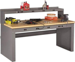 Tennsco - 72 Wide x 36" Deep x 33-1/2" High, Wood Workbench - Fixed Legs, Medium Gray - Benchmark Tooling