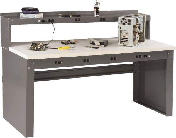 Tennsco - 72 Wide x 30" Deep x 33-1/2" High, Plastic Laminate Workbench - Fixed Legs, Medium Gray - Benchmark Tooling