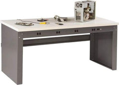 Tennsco - 72 Wide x 36" Deep x 33-1/2" High, Plastic Laminate Workbench - Fixed Legs, Medium Gray - Benchmark Tooling