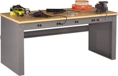 Tennsco - 72 Wide x 36" Deep x 33-1/2" High, Wood Workbench - Fixed Legs, Medium Gray - Benchmark Tooling