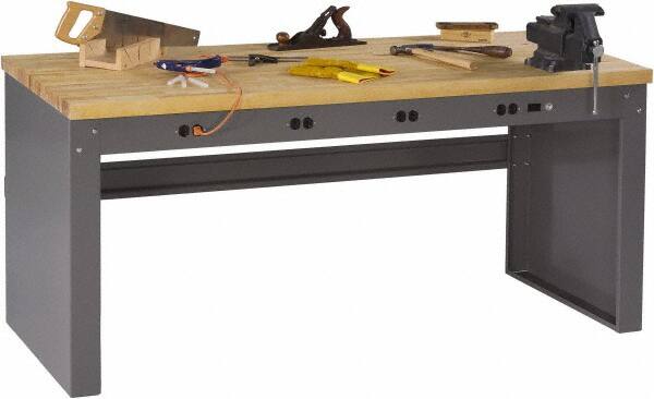 Tennsco - 72 Wide x 30" Deep x 33-1/2" High, Butcher Block Workbench - Fixed Legs, Medium Gray - Benchmark Tooling