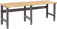 Tennsco - 96 Wide x 36" Deep x 33-3/4" High, Butcher Block Workbench - Adjustable Height Legs, Medium Gray - Benchmark Tooling