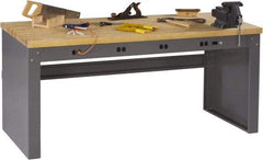 Tennsco - 72 Wide x 36" Deep x 33-1/2" High, Butcher Block Workbench - Fixed Legs, Medium Gray - Benchmark Tooling