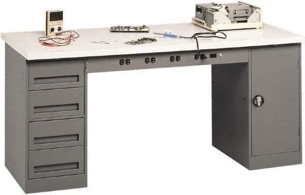 Tennsco - 72 Wide x 30" Deep x 33-1/2" High, Plastic Laminate Workbench - Fixed Legs, Medium Gray - Benchmark Tooling