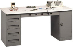 Tennsco - 72 Wide x 30" Deep x 33-1/2" High, Plastic Laminate Workbench - Fixed Legs, Medium Gray - Benchmark Tooling