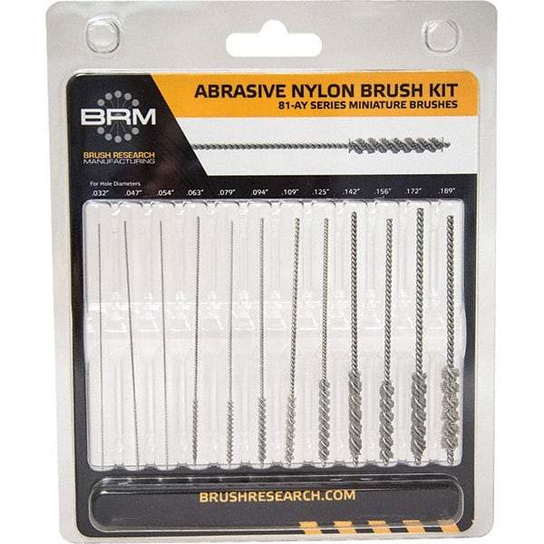 Brush Research Mfg. - 0.032" to 0.189" Bore Diam, 60 Grit, Nylon with Abrasive Grain Flexible Hone - Coarse/Medium, 3" OAL - Benchmark Tooling