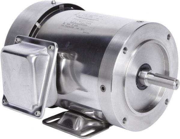 Leeson - 2 Max hp, 3,600 Max RPM, Premium Efficient Electric AC DC Motor - 230/460 V Input, Three Phase, 56HC Frame, 5/8" Shaft Diam, C-Face with Base Mount, TEFC Enclosure - Benchmark Tooling
