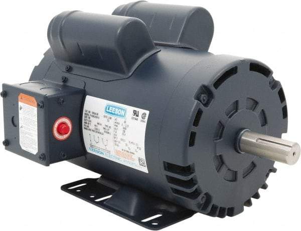 Leeson - 5 Max hp, 3,600 Max RPM, Electric AC DC Motor - 230 V Input, Single Phase, 145T Frame, 7/8" Shaft Diam, Rigid Base Mount, ODP Enclosure - Benchmark Tooling