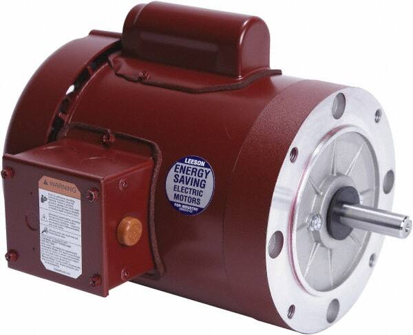 Leeson - 1 Max hp, 1,800 Max RPM, Electric AC DC Motor - 115/208-230 V Input, Single Phase, 56C Frame, 5/8" Shaft Diam, C-Face Mount, TEFC Enclosure - Benchmark Tooling