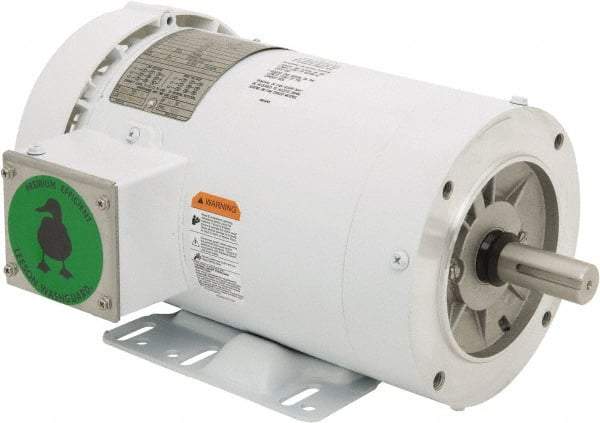 Leeson - 3 Max hp, 3,600 Max RPM, Premium Efficient Electric AC DC Motor - 230/460 V Input, Three Phase, 145TC Frame, 7/8" Shaft Diam, C-Face with Base Mount, TEFC Enclosure - Benchmark Tooling