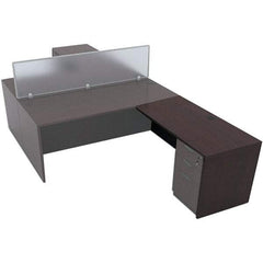 ALERA - Woodgrain Laminate Return/Bridge Shell Desk - 47-1/4" Wide x 23-5/8" Deep x 29-5/8" High, Mahogany - Benchmark Tooling