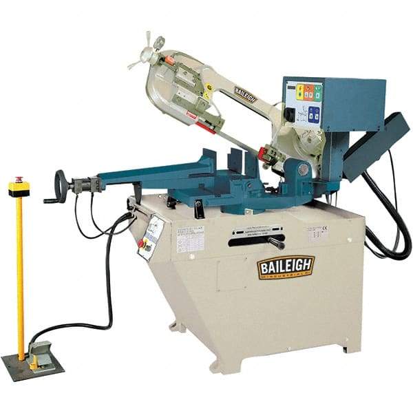 Baileigh - 10.59 x 4.33" Semi-Automatic Combo Horizontal & Vertical Bandsaw - 1 Phase, 60° Right, 45° Left Vise Angle of Rotation, 1.5 hp, 220 Volts, Frequency Drive - Benchmark Tooling