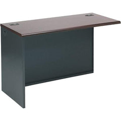 Hon - Steel-Reinforced High-Pressure Laminate Return/Bridge Shell Desk - 48" Wide x 24" Deep x 29-1/2" High, Mahogany/Charcoal - Benchmark Tooling