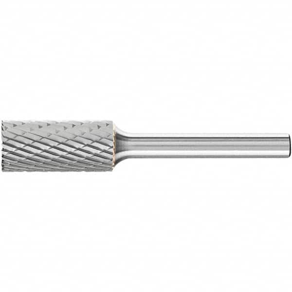 PFERD - 7/16" Cut Diam, 1/4" Shank Diam, Cylinder with End Cut Head Double Cut Burr - Tungsten Carbide, 1" LOC, 2-3/4" OAL - Benchmark Tooling