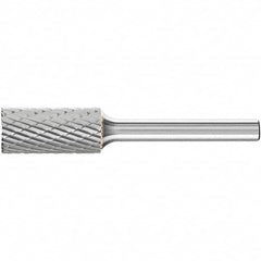 PFERD - 7/16" Cut Diam, 1/4" Shank Diam, Cylinder with End Cut Head Double Cut Burr - Tungsten Carbide, 1" LOC, 2-3/4" OAL - Benchmark Tooling