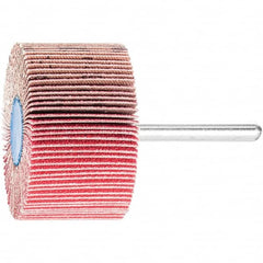 PFERD - 2" Diam x 1" Face Width, Ceramic Coated Mounted Flap Wheel - 1/4" Shank Mount, 120 Grit, 23,000 Max RPM - Benchmark Tooling