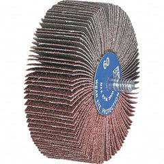 PFERD - 3" Diam x 1" Face Width, Aluminum Oxide Coated Mounted Flap Wheel - 1/4-20 Threaded Mount, 180 Grit, 20,000 Max RPM - Benchmark Tooling