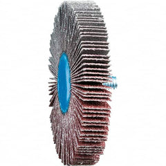 PFERD - 3" Diam x 1/2" Face Width, Aluminum Oxide Coated Mounted Flap Wheel - 1/4-20 Threaded Mount, 60 Grit, 20,000 Max RPM - Benchmark Tooling