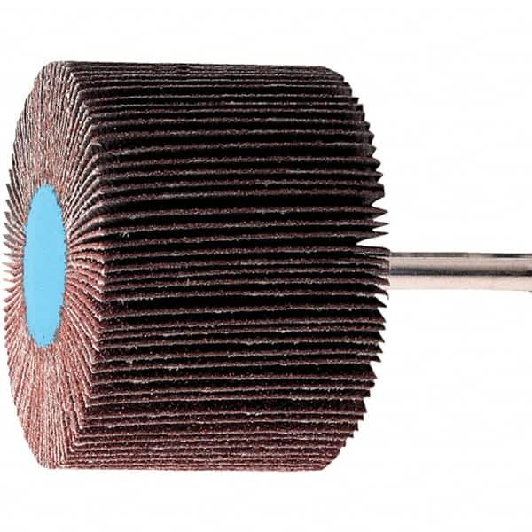 PFERD - 3" Diam x 1" Face Width, Aluminum Oxide Coated Mounted Flap Wheel - 1/4" Shank Mount, 320 Grit, 20,000 Max RPM - Benchmark Tooling
