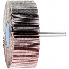 PFERD - 3" Diam x 1" Face Width, Aluminum Oxide Coated Mounted Flap Wheel - 1/4" Shank Mount, 240 Grit, 20,000 Max RPM - Benchmark Tooling