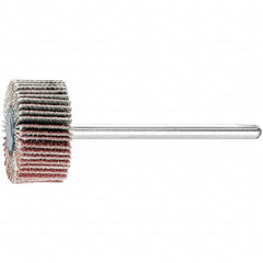 PFERD - 3/4" Diam x 3/8" Face Width, Aluminum Oxide Coated Mounted Flap Wheel - 1/8" Shank Mount, 120 Grit, 38,100 Max RPM - Benchmark Tooling