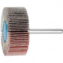 PFERD - 2" Diam x 3/4" Face Width, Aluminum Oxide Coated Mounted Flap Wheel - 1/4" Shank Mount, 60 Grit, 23,000 Max RPM - Benchmark Tooling