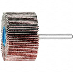PFERD - 2" Diam x 1" Face Width, Aluminum Oxide Coated Mounted Flap Wheel - 1/4" Shank Mount, 60 Grit, 23,000 Max RPM - Benchmark Tooling