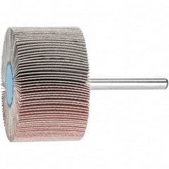 PFERD - 2" Diam x 1" Face Width, Aluminum Oxide Coated Mounted Flap Wheel - 1/4" Shank Mount, 320 Grit, 23,000 Max RPM - Benchmark Tooling
