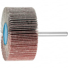 PFERD - 2-1/2" Diam x 1" Face Width, Aluminum Oxide Coated Mounted Flap Wheel - 1/4" Shank Mount, 80 Grit, 23,000 Max RPM - Benchmark Tooling