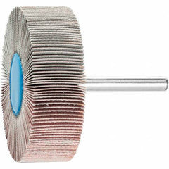 PFERD - 2-1/2" Diam x 1" Face Width, Aluminum Oxide Coated Mounted Flap Wheel - 1/4" Shank Mount, 320 Grit, 23,000 Max RPM - Benchmark Tooling