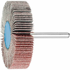 PFERD - 2-1/2" Diam x 1/2" Face Width, Aluminum Oxide Coated Mounted Flap Wheel - 1/4" Shank Mount, 60 Grit, 23,000 Max RPM - Benchmark Tooling