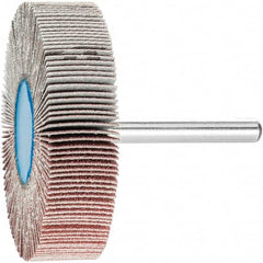 PFERD - 2-1/2" Diam x 1/2" Face Width, Aluminum Oxide Coated Mounted Flap Wheel - 1/4" Shank Mount, 120 Grit, 23,000 Max RPM - Benchmark Tooling