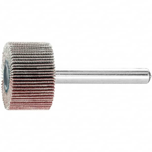 PFERD - 1" Diam x 5/8" Face Width, Aluminum Oxide Coated Mounted Flap Wheel - 1/4" Shank Mount, 180 Grit, 25,000 Max RPM - Benchmark Tooling
