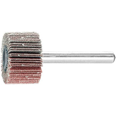 PFERD - 1" Diam x 5/8" Face Width, Aluminum Oxide Coated Mounted Flap Wheel - 1/4" Shank Mount, 120 Grit, 25,000 Max RPM - Benchmark Tooling