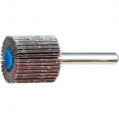 PFERD - 1" Diam x 1" Face Width, Aluminum Oxide Coated Mounted Flap Wheel - 1/4" Shank Mount, 320 Grit, 25,000 Max RPM - Benchmark Tooling