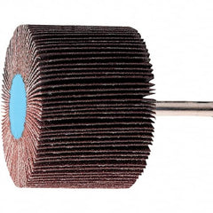 PFERD - 1-3/8" Diam x 5/8" Face Width, Aluminum Oxide Coated Mounted Flap Wheel - 1/4" Shank Mount, 240 Grit, 23,000 Max RPM - Benchmark Tooling
