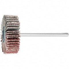 PFERD - 1-3/16" Diam x 3/8" Face Width, Aluminum Oxide Coated Mounted Flap Wheel - 1/8" Shank Mount, 60 Grit, 25,000 Max RPM - Benchmark Tooling