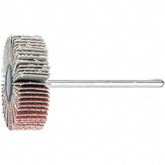 PFERD - 1-3/16" Diam x 3/8" Face Width, Aluminum Oxide Coated Mounted Flap Wheel - 1/8" Shank Mount, 120 Grit, 25,000 Max RPM - Benchmark Tooling