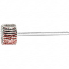 PFERD - 5/8" Diam x 3/8" Face Width, Aluminum Oxide Coated Mounted Flap Wheel - 1/8" Shank Mount, 60 Grit, 50,000 Max RPM - Benchmark Tooling