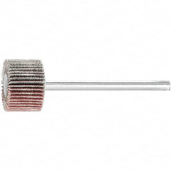 PFERD - 5/8" Diam x 3/8" Face Width, Aluminum Oxide Coated Mounted Flap Wheel - 1/8" Shank Mount, 180 Grit, 50,000 Max RPM - Benchmark Tooling