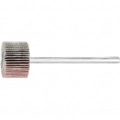 PFERD - 5/8" Diam x 3/8" Face Width, Aluminum Oxide Coated Mounted Flap Wheel - 1/8" Shank Mount, 240 Grit, 50,000 Max RPM - Benchmark Tooling