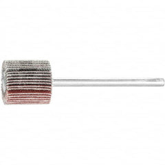 PFERD - 5/8" Diam x 5/8" Face Width, Aluminum Oxide Coated Mounted Flap Wheel - 1/8" Shank Mount, 180 Grit, 50,000 Max RPM - Benchmark Tooling